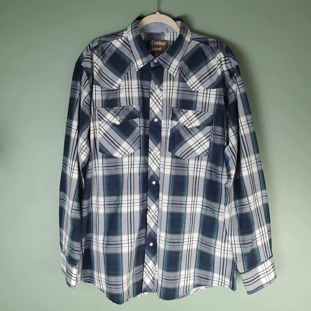 Cowboy Legend Mens Multicolor Pearl Snap Western Plaid LS Shirt Size XXL